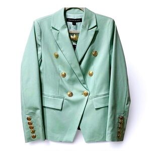 Modern Double Breasted Blazer with Gold Accents light sage, Boston Proper